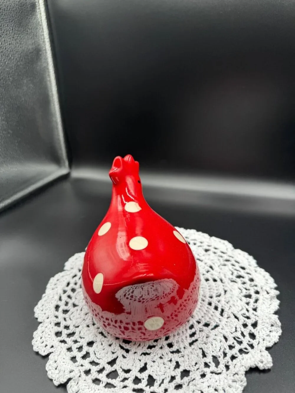 La Dolce Vita Hen House Red Polka Dot Ceramic Chicken